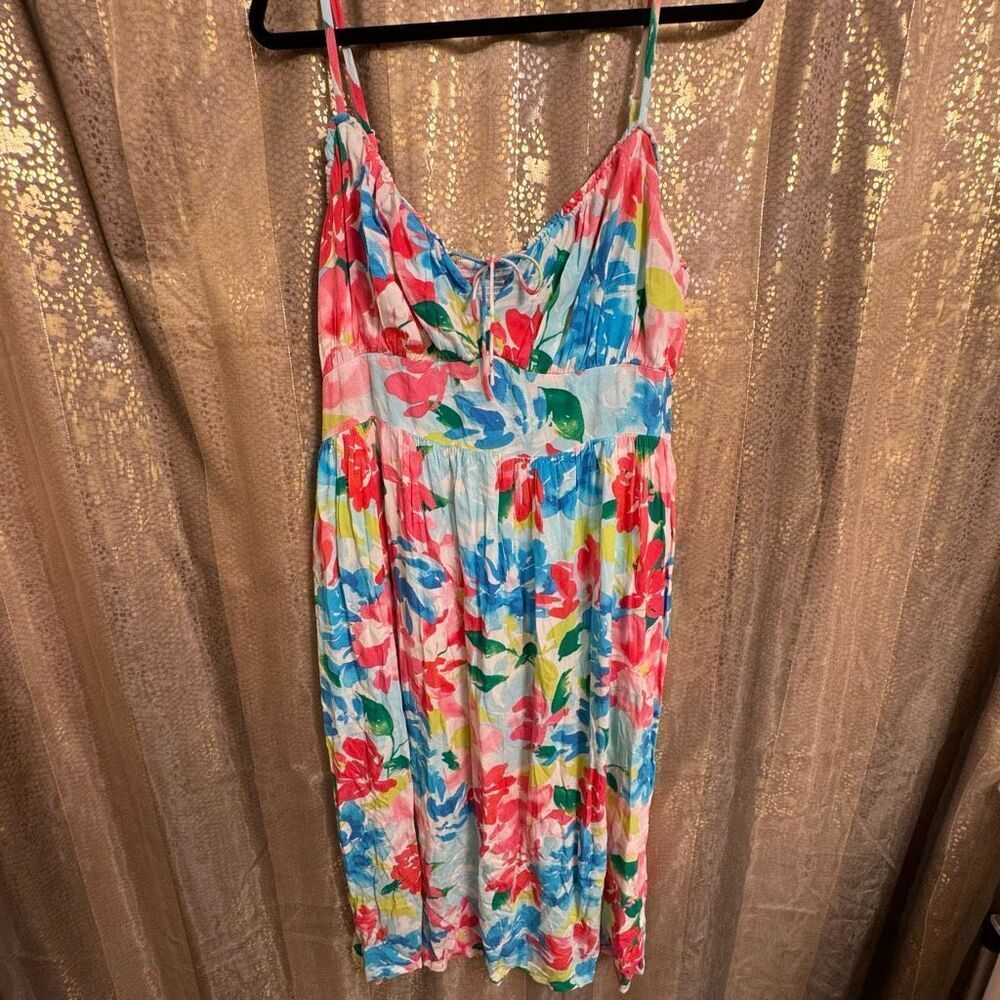Old Navy Colorful Spring Summer  Floral Fit & Flare Midi Dress XL